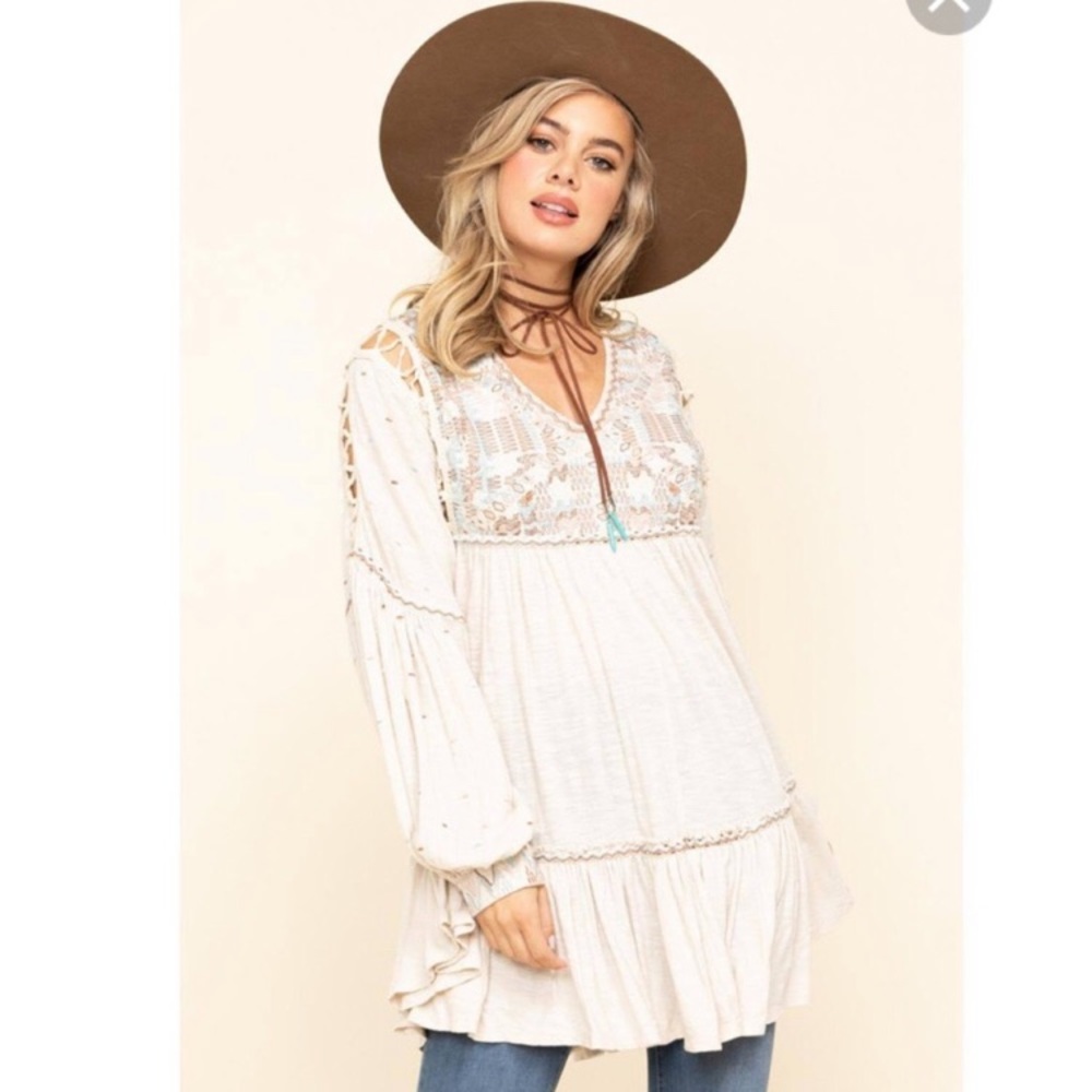 Free People Much Love Salt Tunic Dress Sz M